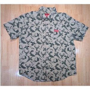 Leinenkugels Beer Mens XXL Short Sleeve Button Up Shirt Hunting Fishing Tencel